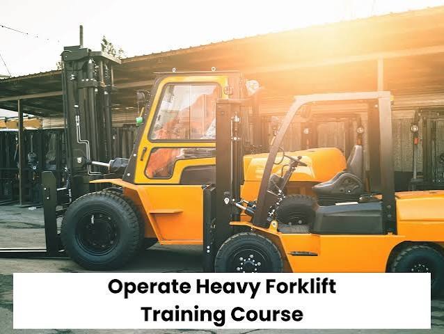 Heavy forklifts at an industrial equipment site